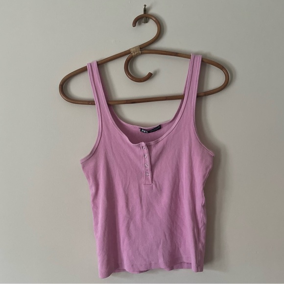 Zara Pink Ribbed Tank Top - Picture 7 of 7